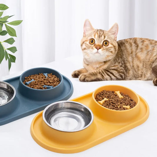Double Pet Bowls Stainless Steel
