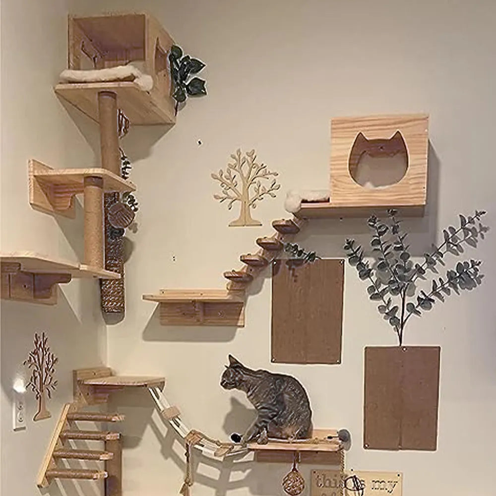 Cat Climbing Wall Mounted Tree