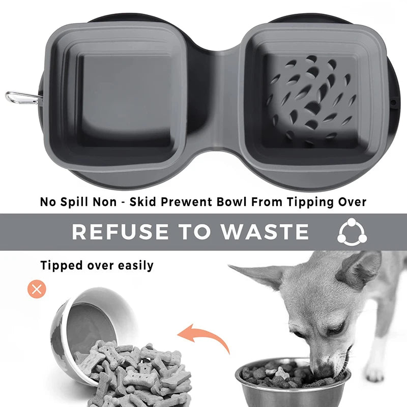Food Water Bowl With Silicone Mat